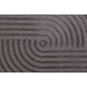 BIANCA - Tapis rond à motif géométrique en relief - Gris