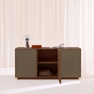 Buffet décor bois et tissu 3 portes 160cm KUBA
