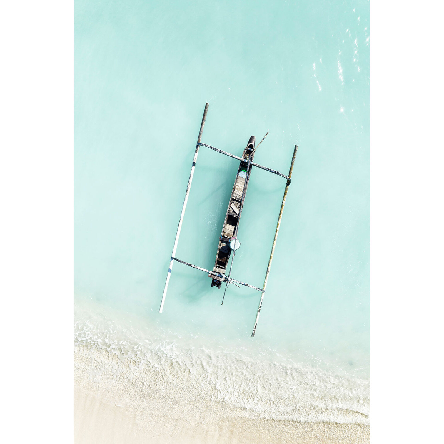 Tableau vacances lagon bleu et pirogue  Toile imprimée