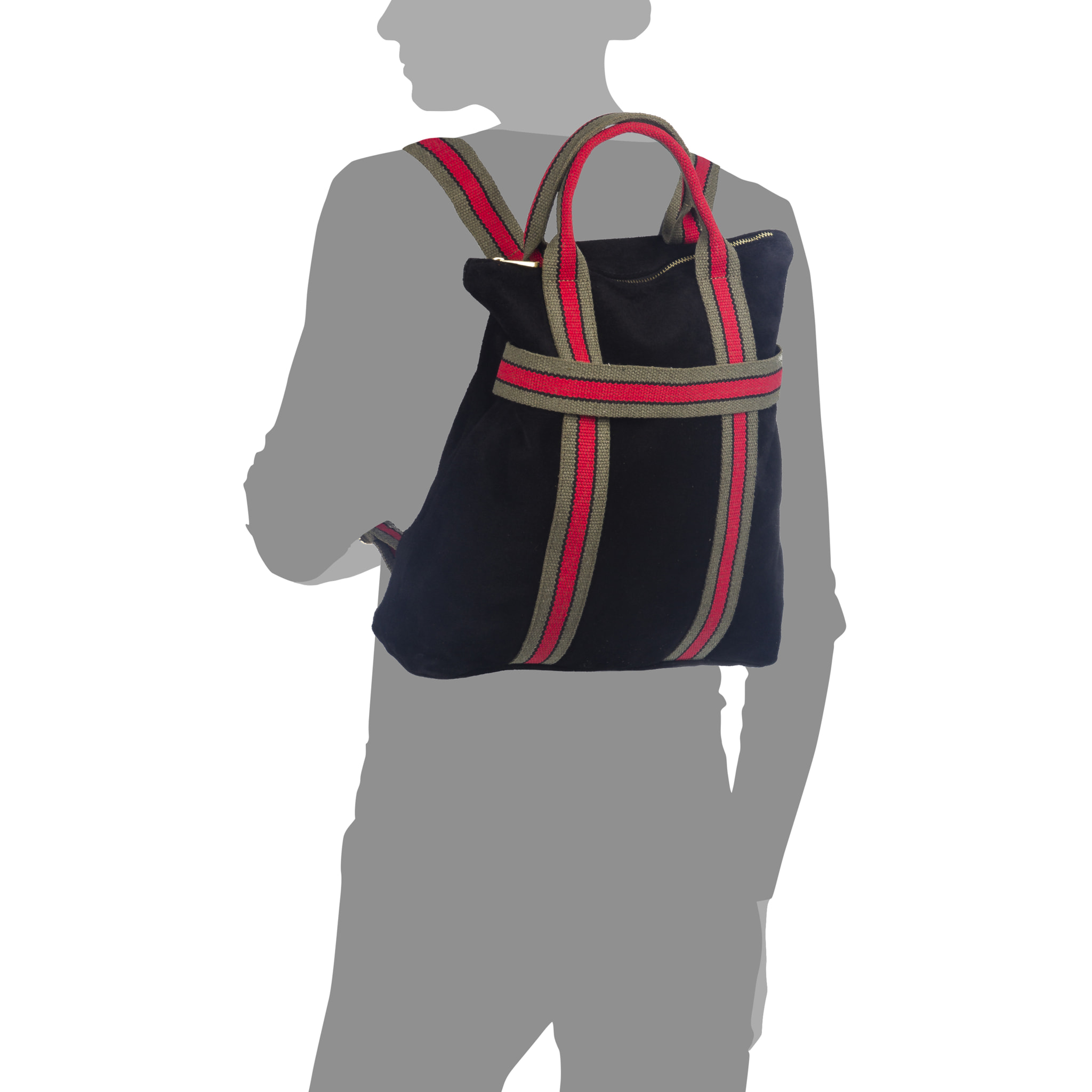 Venusta Bolso mochila Mujer.Piel auténtica Gamuza  Lona Premium Estampado