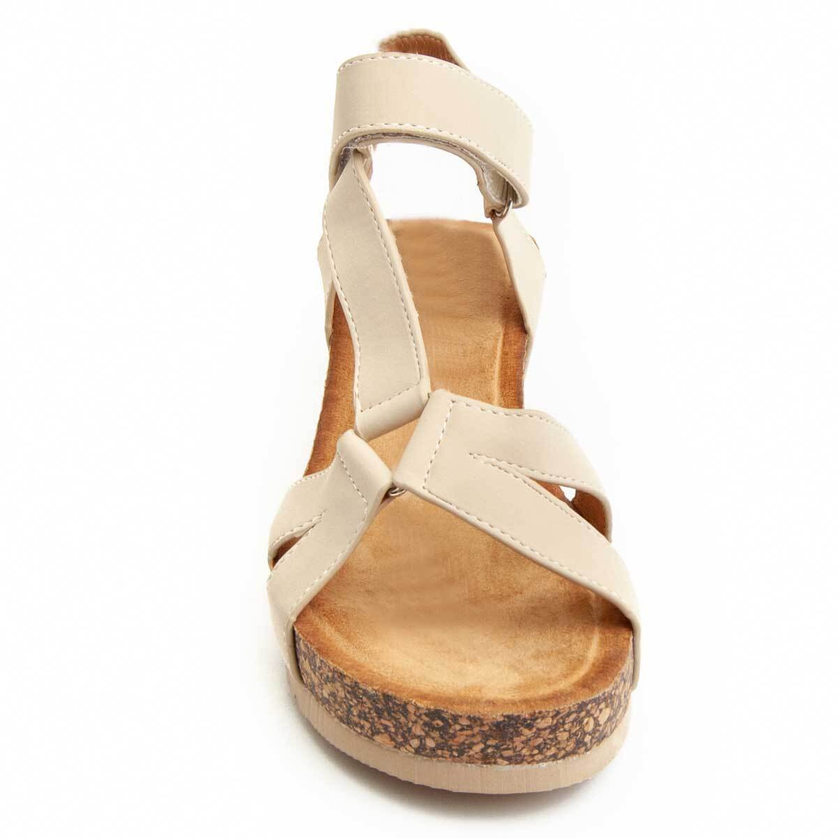 Sandalia De Cuña - Beige - Altura: 6 Cm