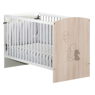 Lit bébé 120x60 à barreaux décor bois