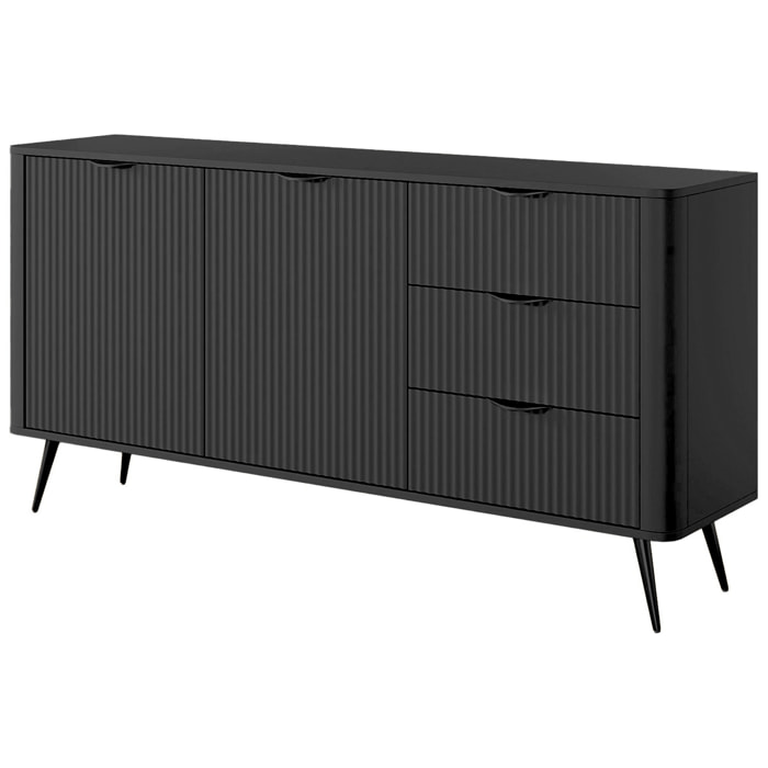 Madia Soggiorno Con 2 Ante e 3 Cassetti Credenza Salvaspazio Design Moderno Elegante Per Soggiorno Camera Con Piedini Slanciati 163 x 81 x 38 Cm Nero