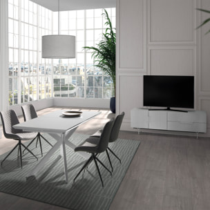 Mueble de TV – Blanco mate y detalles metálicos