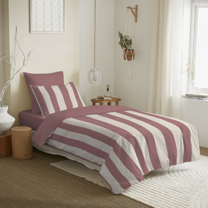 Pack complet housse de couette réversible pour lit 90 x 190 cm Deauville pourpre