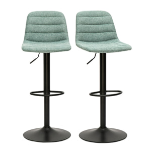 Tabourets de bar réglables pivotants 360° en tissu effet velours texturé céladon et métal (lot de 2) SAURY