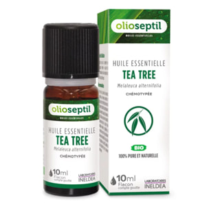 OLIOSEPTIL - Huile essentielle de Tea Tree - 100% Pure et naturelle - BIO - HEBBD (biochimiquement et botaniquement définie) - 100% origine naturelle - Flacon 10ml