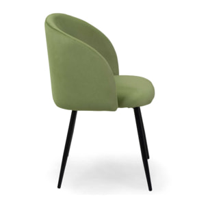 Poltrona Ruby Vacchetti in velluto verde con struttura nera cm56,5x54h81