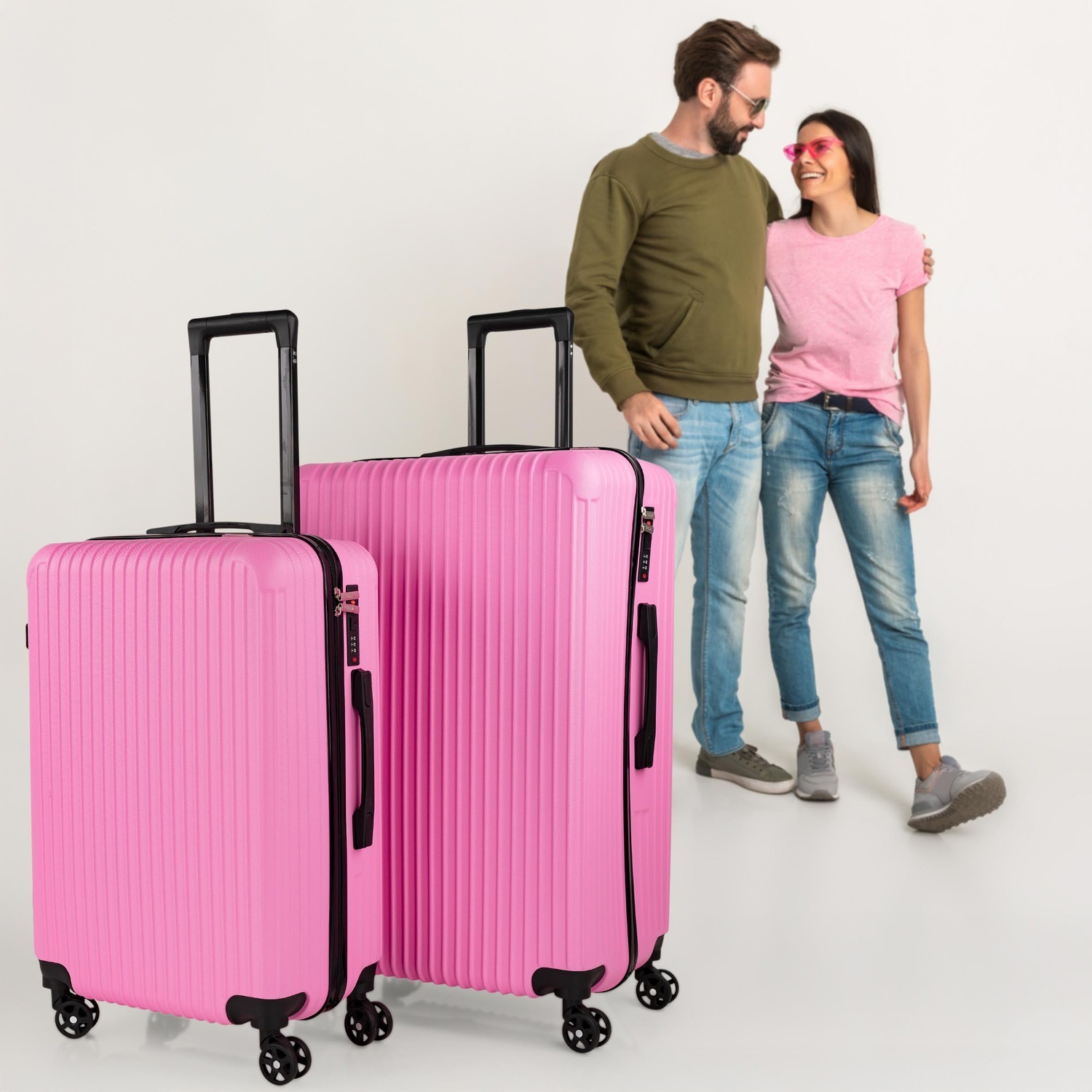 Juego De Maletas Rígidas Abs Itaca Ness Fucsia