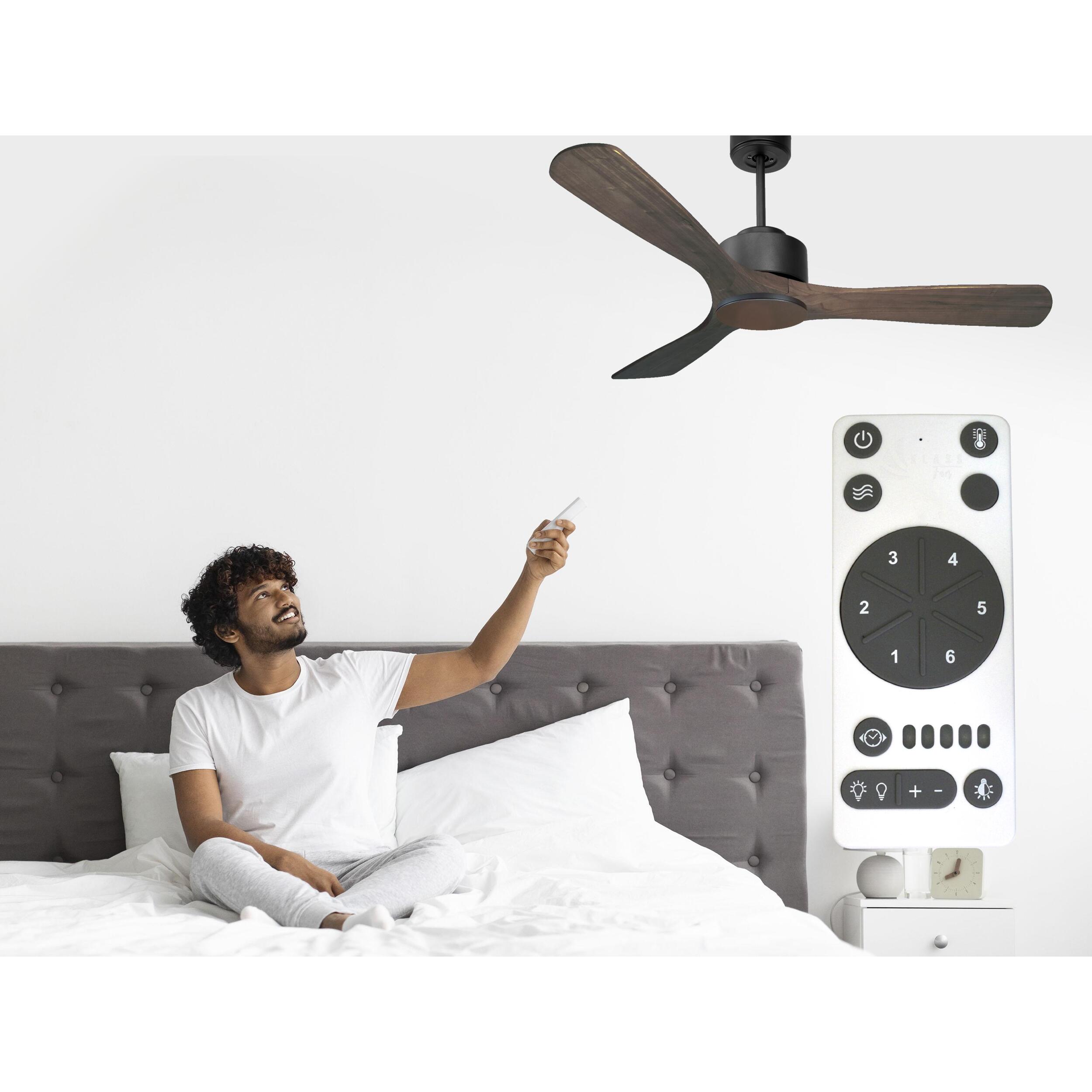 Ventilateur de plafond ø132 cm avec Wifi Réversible Hypersilence 40   W Noir