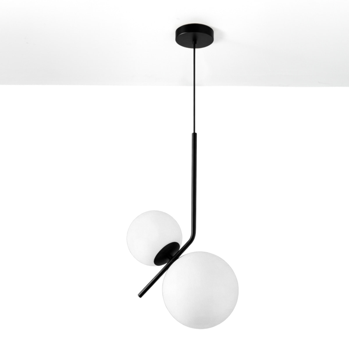 Suspension Tomasucci HENGET, en acier et verre, blanc