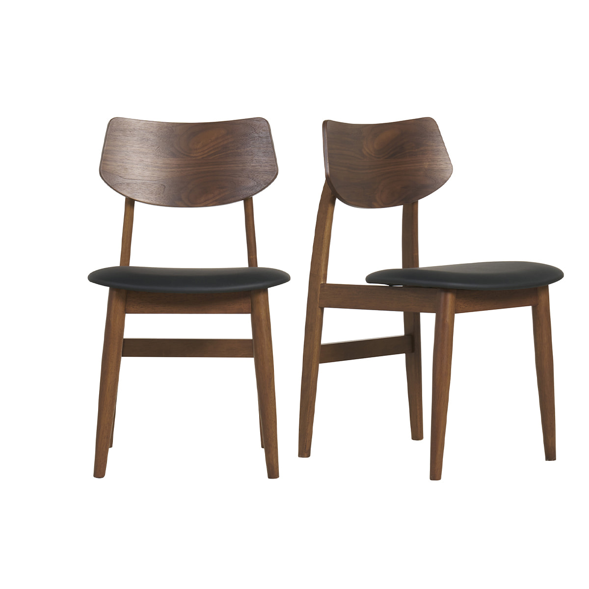 Chaises design en bois foncé et noir (lot de 2) ELION