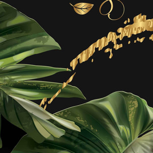 Affiche encadrée tropicale feuilles exotiques fond noir Affiche + cadre en métal - Noir