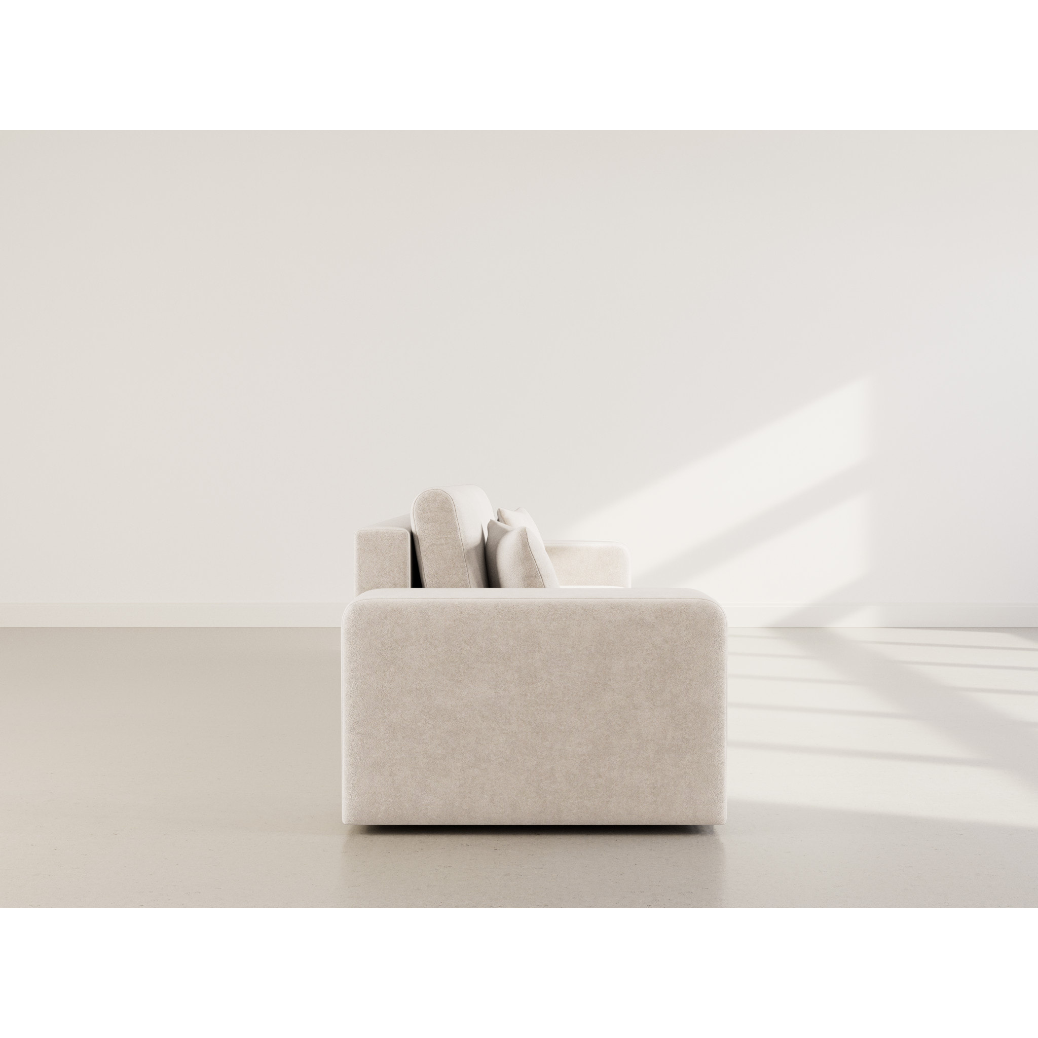 Nicole - Canapé droit 4 places convertible avec coffre en tissu - Beige