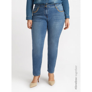 Fiorella Rubino - Jeans girl fit con catene - Blu