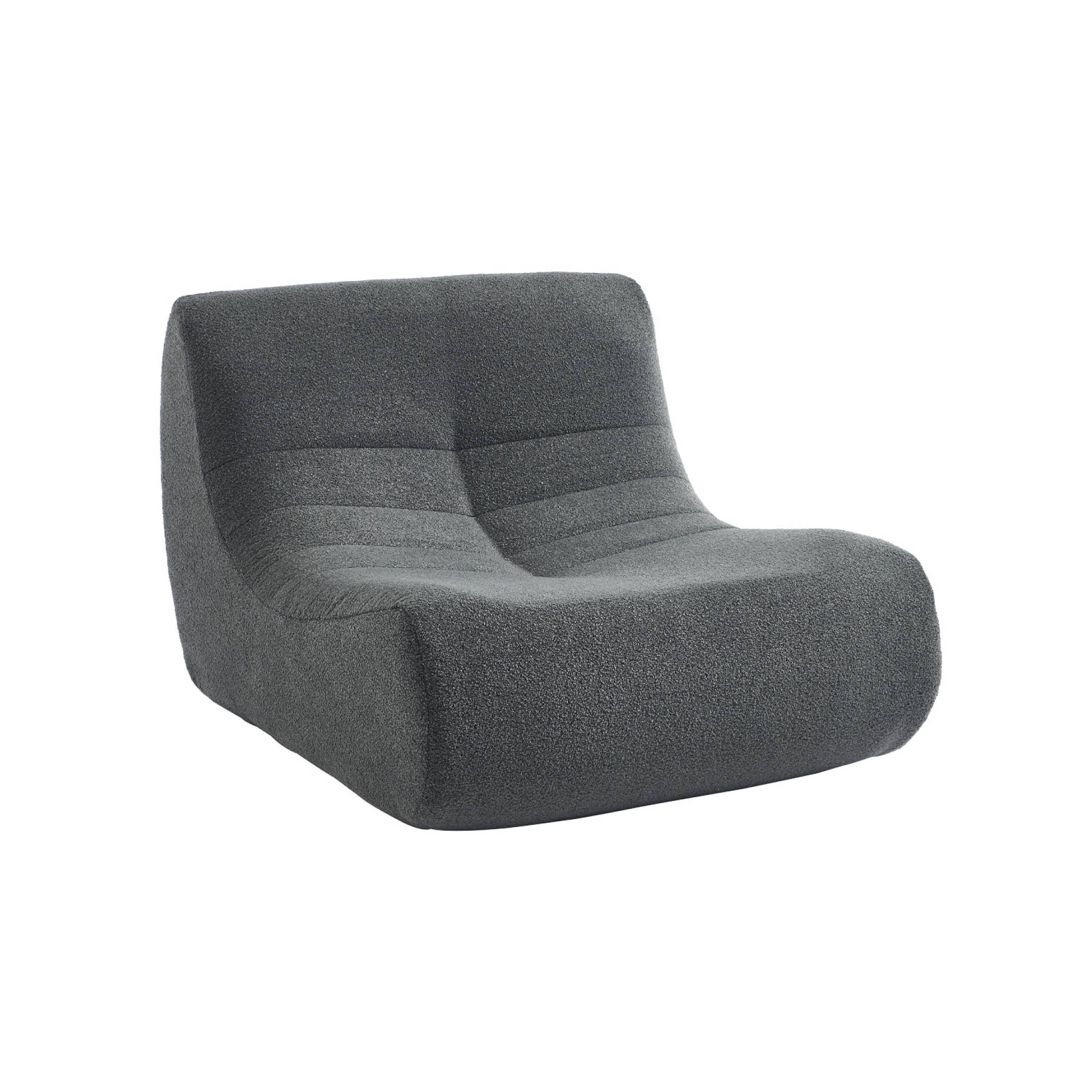 Lot de 2 fauteuils chauffeuses en bouclette texturée anthracite style contemporain 1 place