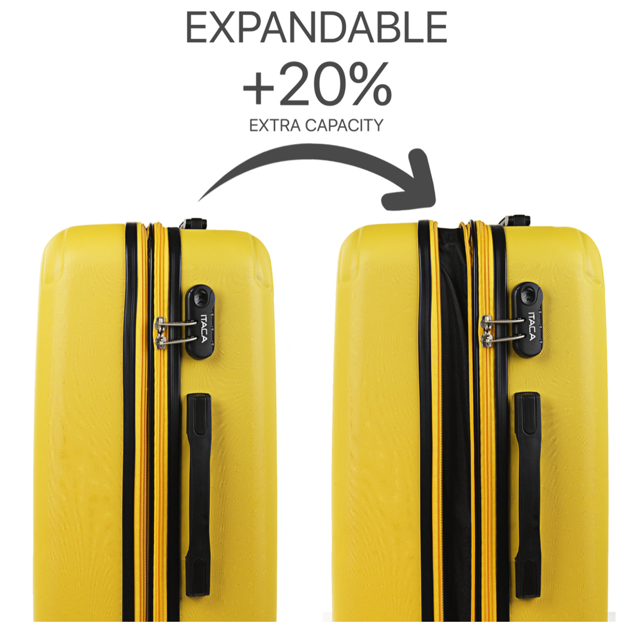 Juego De Maletas Rígidas Abs Itaca Sevron Amarillo