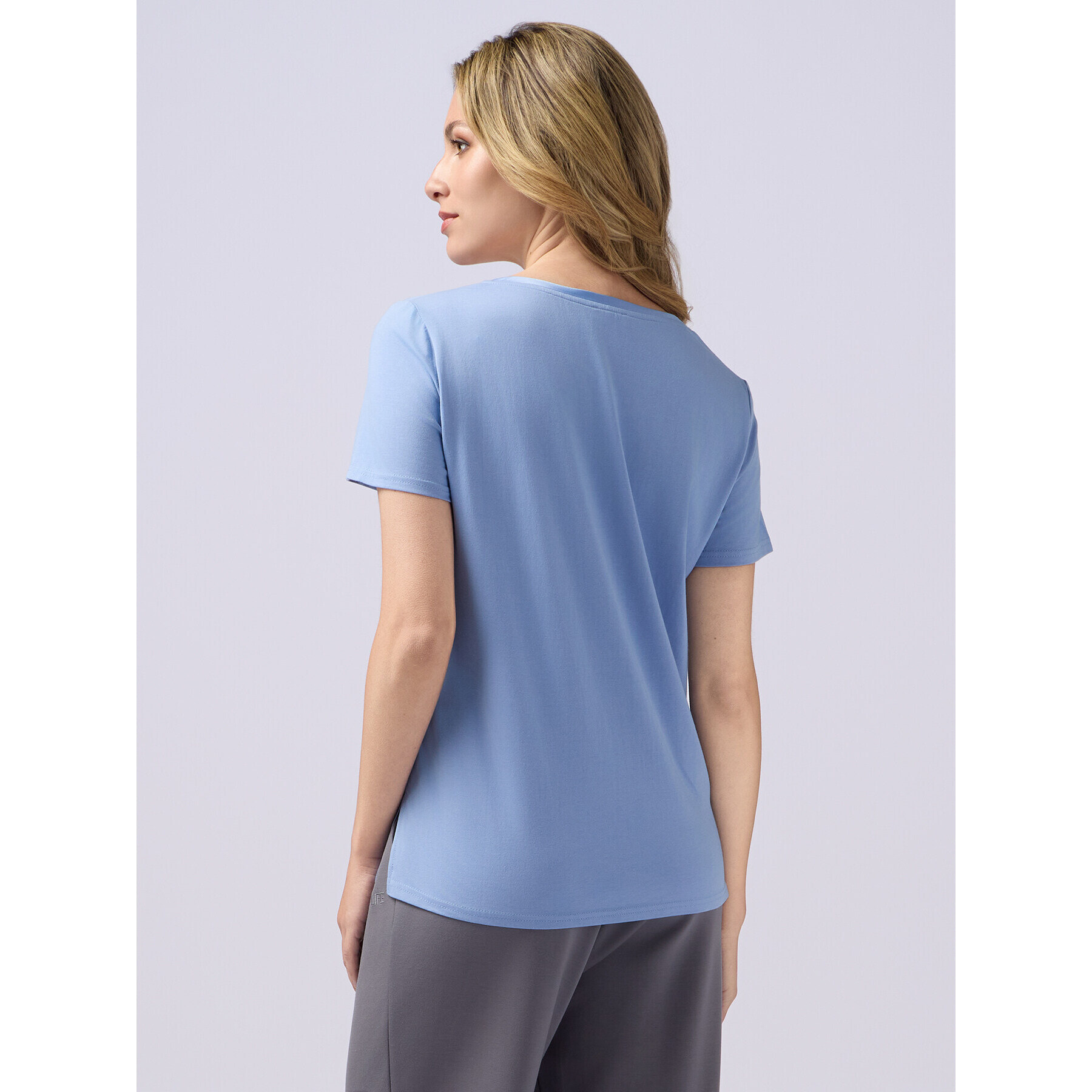 Oltre - T-shirt bimaterica - Azzurro