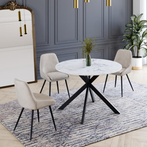 Table à manger ronde extensible Soline Ø110-150cm effet marbre