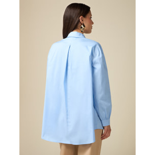 Oltre - Oversized shirt with jewel patch - Light - blue