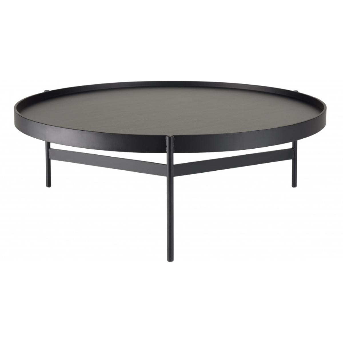 DALY - Table basse ronde noire 102x102cm piètement métal