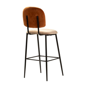 Taburete Bar Velvet Naranja Marron 43x53x108 Cm