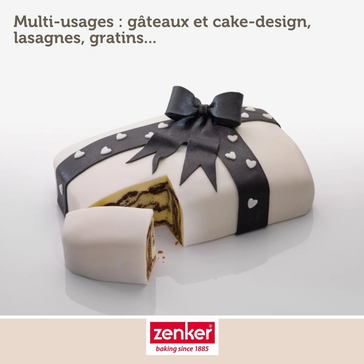 Moule à charnière rectangulaire 28 x 18 cm crème noir Zenker Smart Pastry