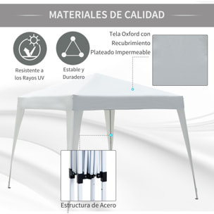 Carpa Cenador Plegable de Acero y Oxford 3x3m Blanco y Gris