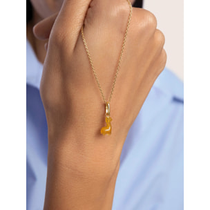 Charm Llama Stone Plata Baño Oro