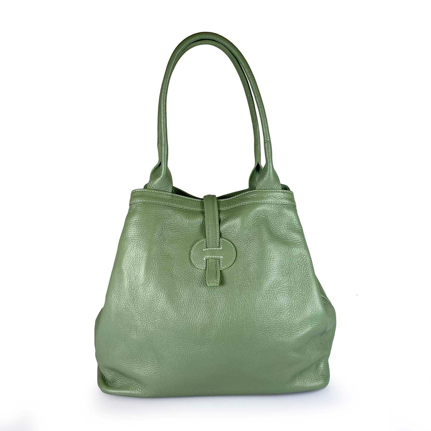 Borse Donna colore Verde-in pelle Made in Italy 42 x 38 x 6cm