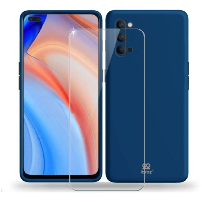 Coque IBROZ Oppo Reno 4 Coque bleu + Verre trempé