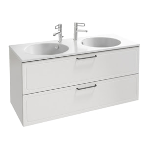 Meuble double vasque 120 cm Odéon Rive Gauche 2 tiroirs blanc