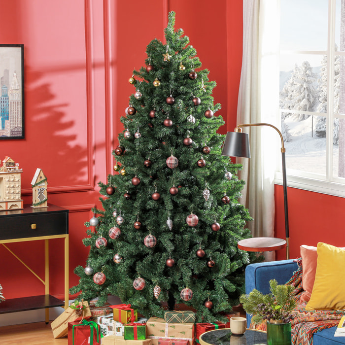 Sapin de Noël artificiel H.210 cm 1674 branches épines grand réalisme métal PVC PE vert