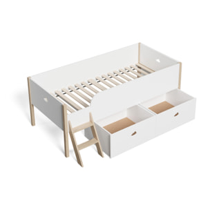 Lit Nuage enfant mi-hauteur avec deux tiroirs 90x190cm - Hypnia