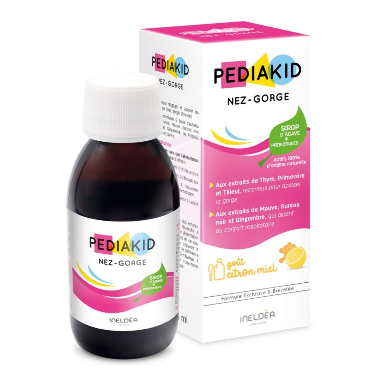 image-PEDIAKID - Sirop Nez-Gorge - Complément Alimentaire Naturel - Formule Exclusive au Sirop d'Agave - Confort Respiratoires - Arôme Naturel Miel-Citron