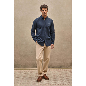 Camicia blu marino, regular fit, con colletto abbottonato e logo Polo Club