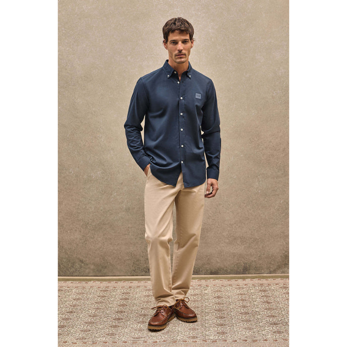 Camicia blu marino, regular fit, con colletto abbottonato e logo Polo Club