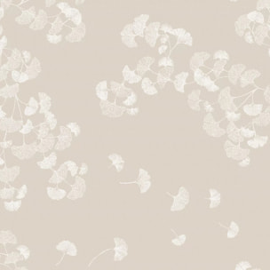 Serviette pur coton motif jacquard beige Mille ginkos naturel