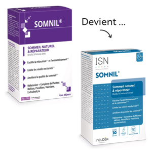 ISN - Somnil® - Complément alimentaire - Mélatonine, plantes, vit.B6 - Facilite l'endormissement - Améliore le sommeil - Cure 30j