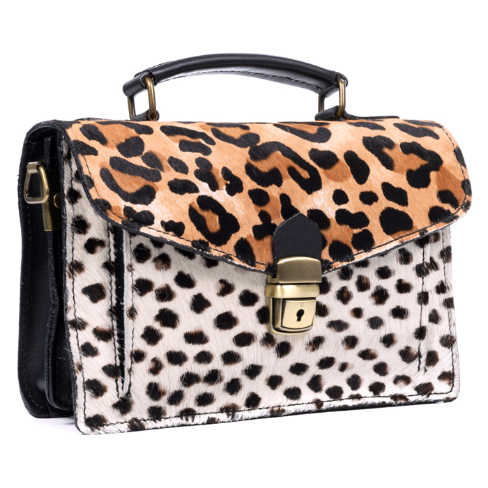 Arvier bolso Satchel de piel auténtica Cavallino estampada.