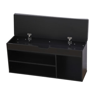 Meuble à chaussures trois casiers avec coffre noir ALAN