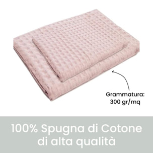 Set asciugamani bagno in cotone spugna 300 gr/mq, coppia viso e bidet morbida e assorbente, asciugatura efficace e comfort sulla pelle, resistenti ai lavaggi, ideali per uso quotidiano, set coordinato bagno, dimensioni 110x60 cm e 60x40 cm
