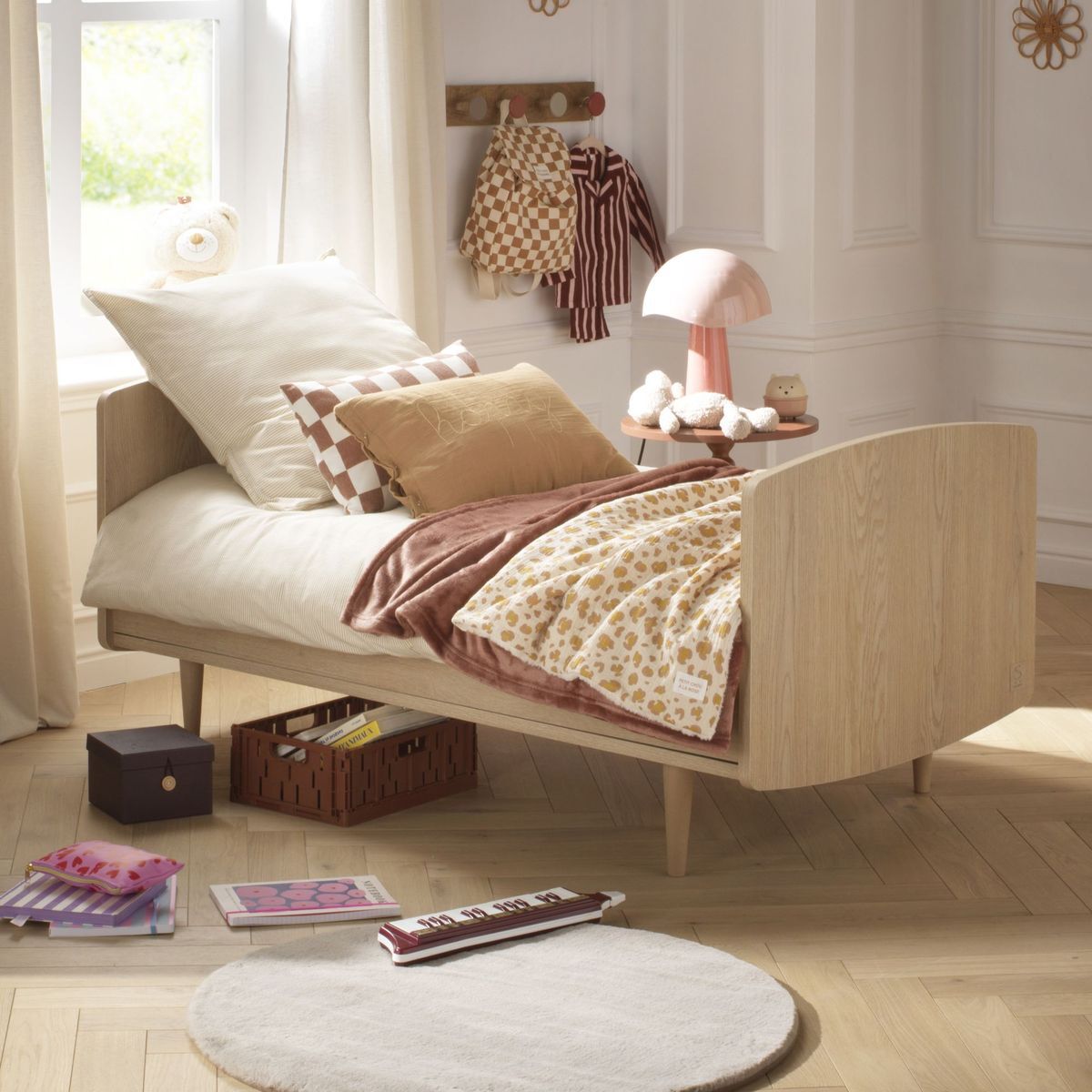 Chambre bébé trio évolutive My Love, Lit 140x70 évolutif Commode à langer XXL et armoire - Chêne Vintage