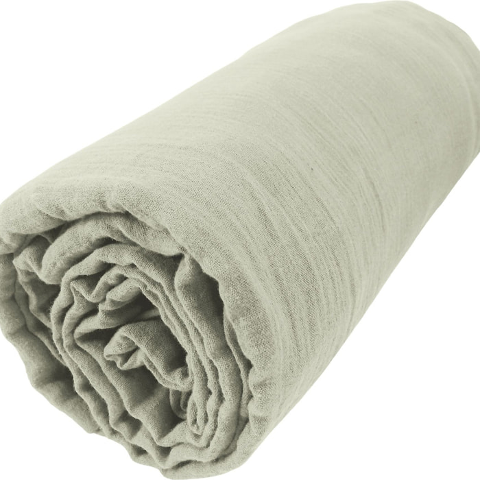 Drap Housse - Bonnet:30cm - 100% gaze De Coton Vert D'eau