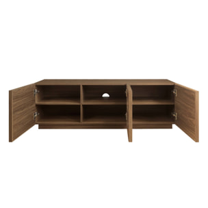 Meuble TV décor bois noyer 3 portes L 140 x P 43 x H 45cm - Kuba