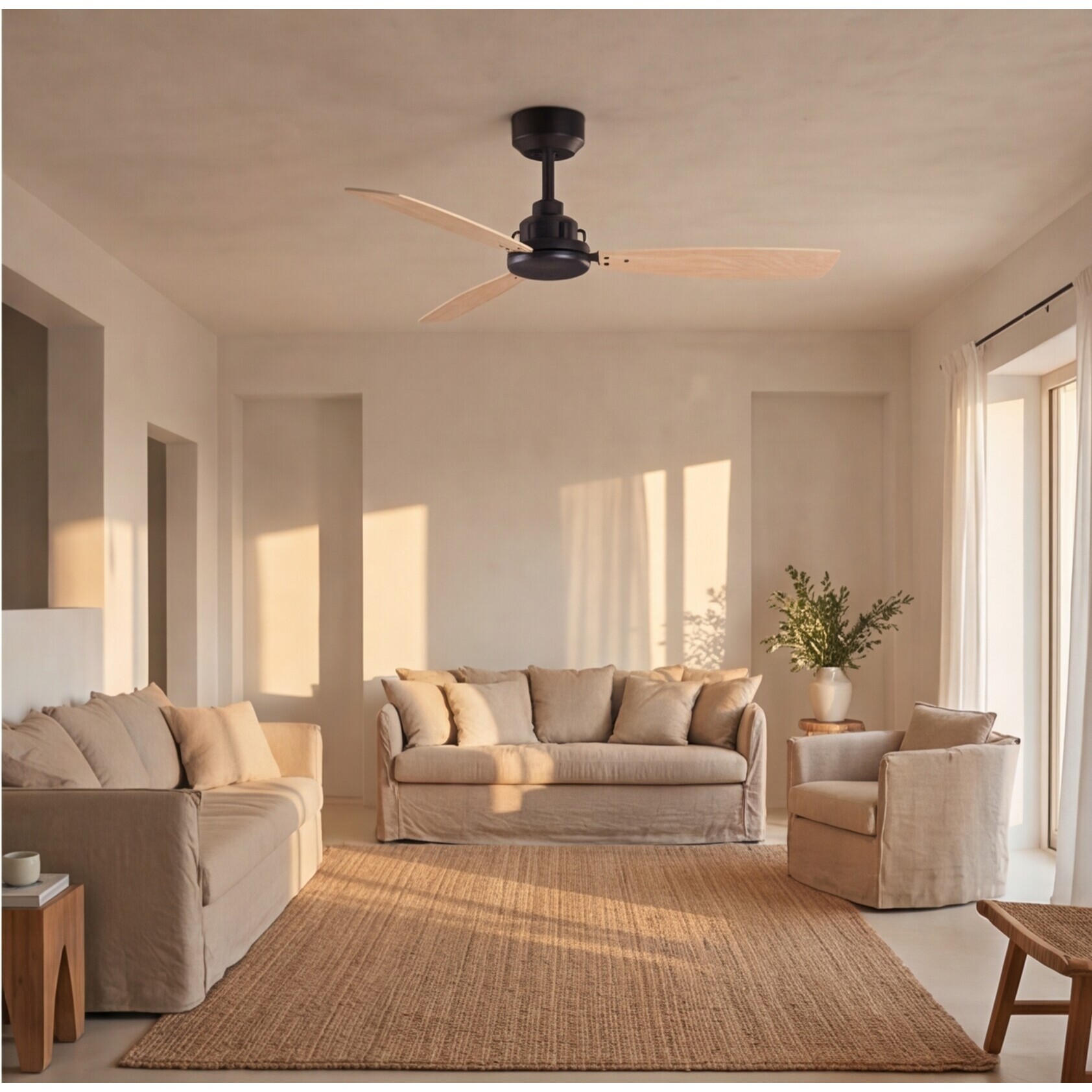 Forlight Ventilador Xaloc ø1000mm Light For Life Negro Madera clara