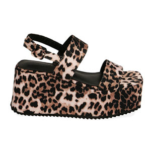Sandalias leopardo, plataforma de 8 cm