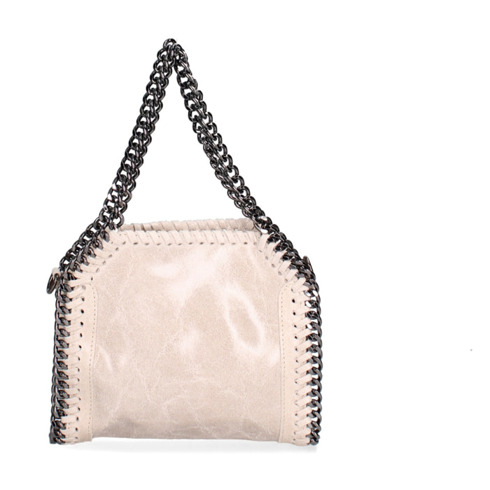 Borsa a mano da donna Made in Italy - Modello Zefira Chic - Pelle scamosciata stampata - 23.0 x 20.0 x 7.0 cm
