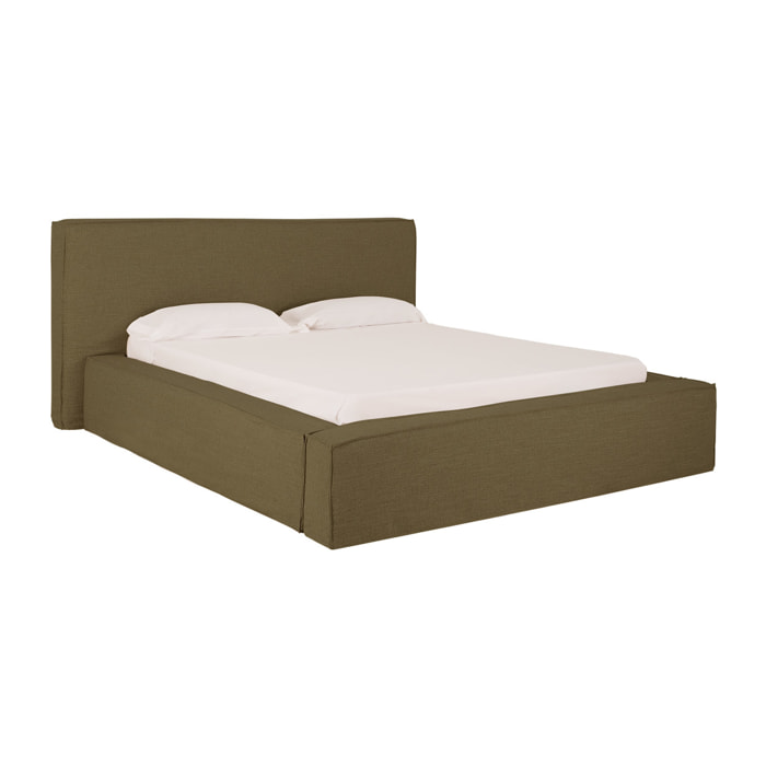 Lit déhoussable en lin vert pour les matelas en différentes tailles