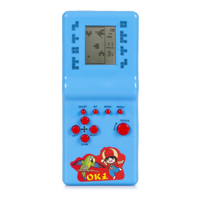 Console portatile con 26 classici giochi Brick Game. Tetris, puzzle, difficoltà e velocità regolabili.